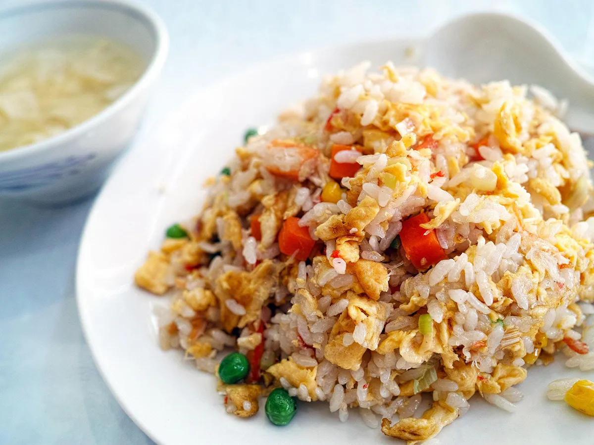 Fried rice with egg, carrots, peas, and corn at Cheng's Kitchen, a Chinese Restaurant in Alpha